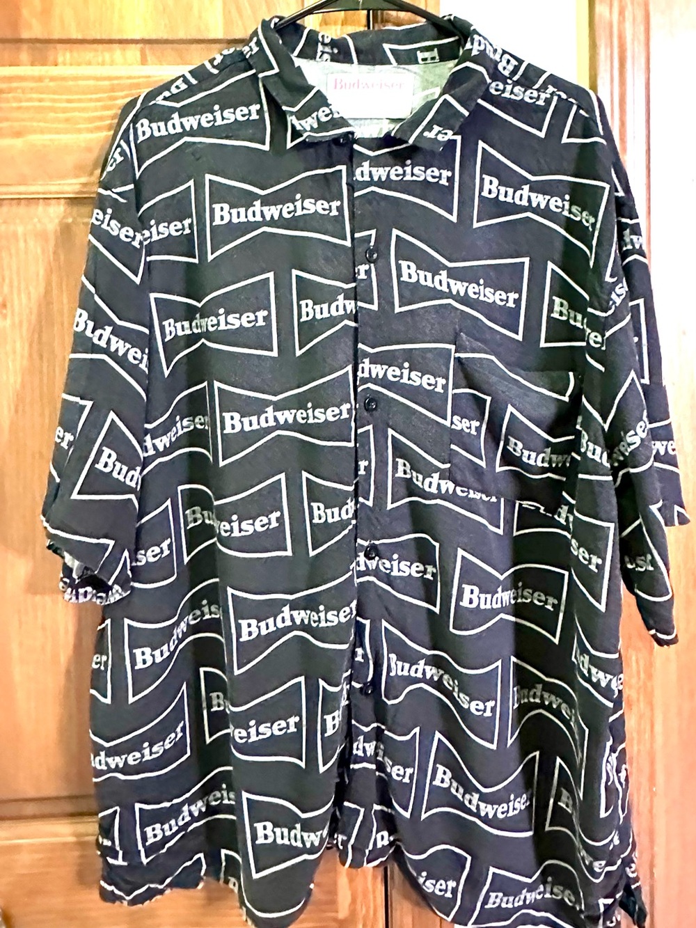 PacSun Black Button-Up Shirt with White All-Over Logo